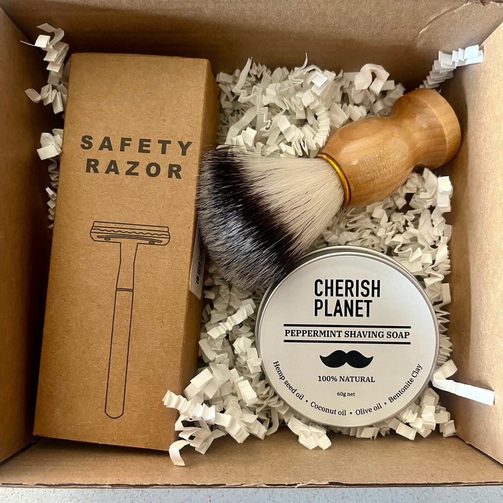 Men's Shaving Kit with Safety Razor, Shaving Soap, and Shaving Brush - Complete Grooming Set for a Close and Smooth Shave - Cherish Home