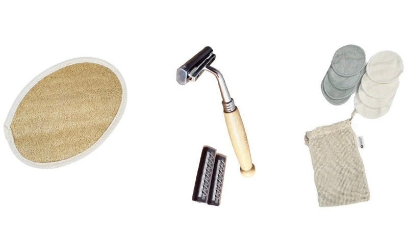 Eco - Friendly Self - Care Gift Set for Women - Natural Loofah, Bamboo Razor & Reusable Makeup Pads - Zero Waste, Plastic - Free Pampering Kit for Sensitive Skin - Cherish Home