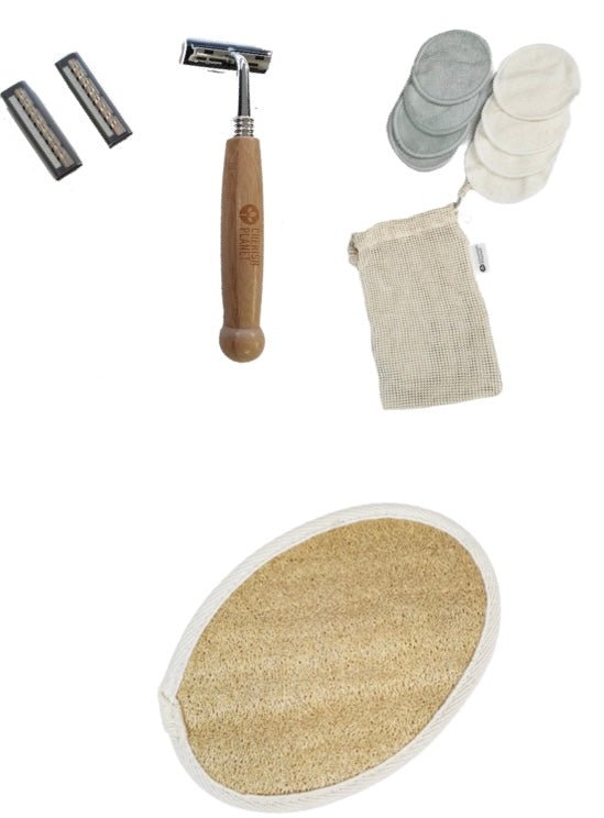 Eco - Friendly Self - Care Gift Set for Women - Natural Loofah, Bamboo Razor & Reusable Makeup Pads - Zero Waste, Plastic - Free Pampering Kit for Sensitive Skin - Cherish Home