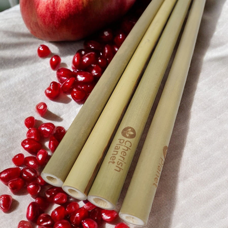 Large Organic Bamboo Reusable Drinking Straws - Set of 12 - Cherish Home