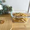Square Glass Food Container with Bamboo Lid