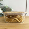 Square Glass Food Container with Bamboo Lid