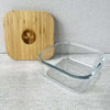 Square Glass Food Container with Bamboo Lid