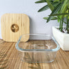 Square Glass Food Container with Bamboo Lid